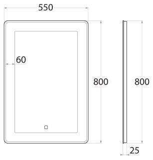 Зеркало с подсветкой Art&Max Latina 55x80см AM-Lat-550-800-DS-F